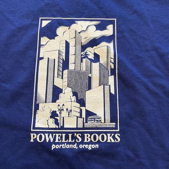 Powell's Books Shirt Mens XL Blue Portland Oregon Bookstore Graphic Tee New - Picture 4 of 8